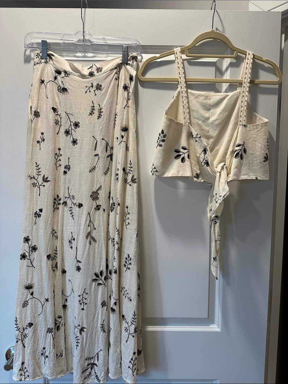 Matching Top & Skirt Set with Black Floral Embroidery - Picture 9 of 11